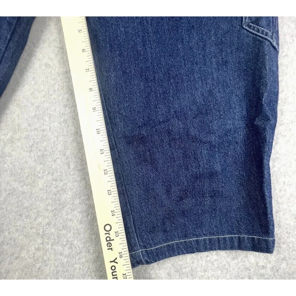 Girl Star Girls 9/10 Blue Cargo Capri Jeans Relaxed Wide Leg Utility Denim